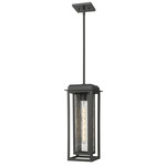 Mansfield Outdoor Pendant - Matte Black / Seedy Glass
