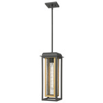 Mansfield Outdoor Pendant - Matte Black / Brass / Seedy Glass