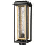 Mansfield Outdoor Post Light - Matte Black / Brass / Seedy Glass