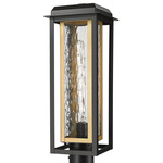 Mansfield Outdoor Post Light - Matte Black / Brass / Water Glass