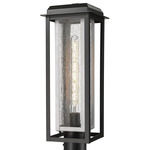 Mansfield Outdoor Post Light - Matte Black / Silver / Seedy Glass