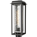 Mansfield Outdoor Post Light - Matte Black / Silver / Water Glass