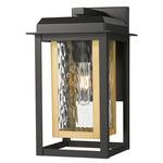 Mansfield Outdoor Wall Light - Matte Black / Brass / Water Glass