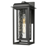 Mansfield Outdoor Wall Light - Matte Black / Water Glass