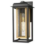Mansfield Outdoor Wall Light - Matte Black / Brass / Seedy Glass
