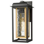 Mansfield Outdoor Wall Light - Matte Black / Brass / Water Glass