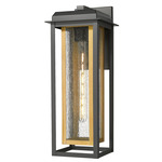 Mansfield Outdoor Wall Light - Matte Black / Brass / Seedy Glass