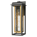 Mansfield Outdoor Wall Light - Matte Black / Brass / Water Glass
