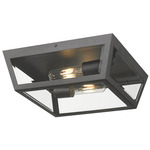 Madison Outdoor Ceiling Flush Light - Matte Black / Clear Glass
