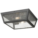 Madison Outdoor Ceiling Flush Light - Matte Black / Seedy Glass