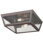 Madison Outdoor Ceiling Flush Light - Bronze / Seedy Glass