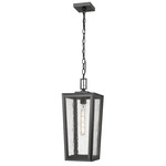 Madison Outdoor Pendant - Matte Black / Seedy Glass
