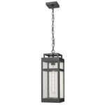 Ridgeway Outdoor Pendant - Matte Black / Seedy Glass