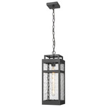 Ridgeway Outdoor Pendant - Matte Black / Water Glass