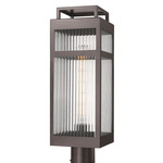 Ridgeway Outdoor Post Light - Bronze / Striped Clear Glass