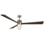 Nauticus Smart Ceiling Fan with Light - Brushed Nickel / Distressed Koa