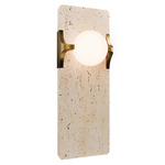 Okemo Color-Select Wall Sconce - Aged Brass / Beige Travertine