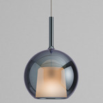 Glo Maxi Pendant - Matte Titanium Canopy / Mirroring Blue Glass