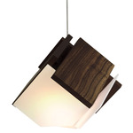 Mica LED Pendant - Brushed Aluminum / Dark Stained Walnut