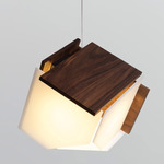 Mica LED Pendant - Brushed Aluminum / Dark Stained Walnut