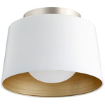 11 inch One Light Ceiling Light - Studio White / Aged Brass