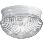 Mushroom Ceiling Light with Ribbed Glass - White / Clear