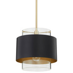 Clear Glass Pendant - Matte Black / Aged Brass / Clear