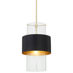 Clear Glass Pendant - Matte Black / Aged Brass / Clear
