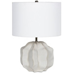 Destin Ceramic Mini Table Lamp - Ivory / Natural Linen