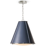 French Maid Chandelier - Polished Nickel / Blue