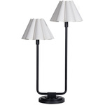 Polly Scalloped Shade Double Arm Table Lamp - Blackened Brass / White