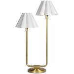 Polly Scalloped Shade Double Arm Table Lamp - Natural Brass / White