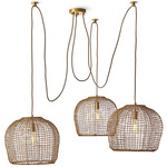 Selene Multi Basket Chandelier - Brass / Natural
