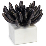 Succulent Sculpture - Blackened Zinc / Marble