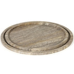 Sutton Round Travertine Tray Set - Grey