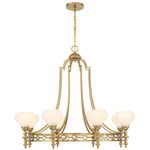 Allston Chandelier - Warm Brass / White Strie