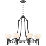Allston Chandelier - Matte Black / White Strie
