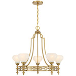 Allston Chandelier - Warm Brass / White Strie