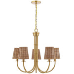 Ashbury 5-Light Chandelier - Warm Brass / Rattan