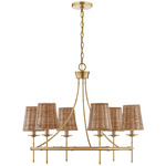 Ashbury 6-Light Chandelier - Warm Brass / Rattan