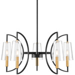 Hanley Chandelier - Matte Black / Warm Brass / Clear