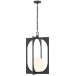 Harding Pendant - Matte Black / White Opal