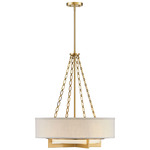 Brentwood Pendant - Warm Brass / White Linen
