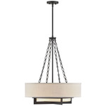 Brentwood Pendant - Matte Black / White Linen