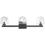 Castello Bathroom Vanity Light - Matte Black / Clear Seeded