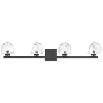 Castello Bathroom Vanity Light - Matte Black / Clear Seeded