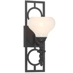 Allston Wall Sconce - Matte Black / White Strie