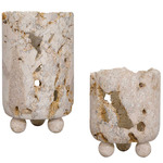 Quarried Stone Indoor / Outdoor Candleholder Set of 2 - Natural
