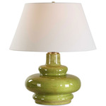 Penny Table Lamp - Green / Brass / White