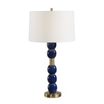 Bellore Table Lamp - Blue-Antique Brass / White